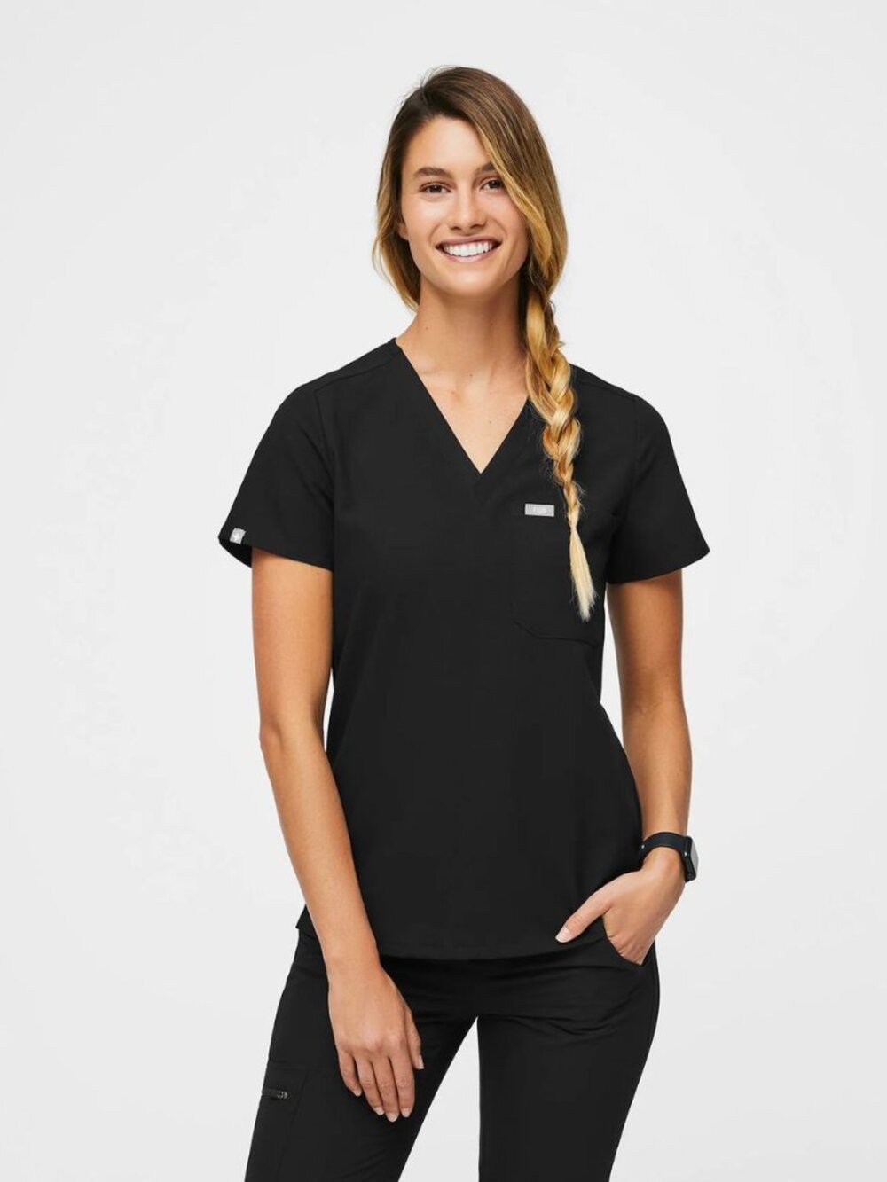 Figs Catarina Scrub Top in Black - sz L